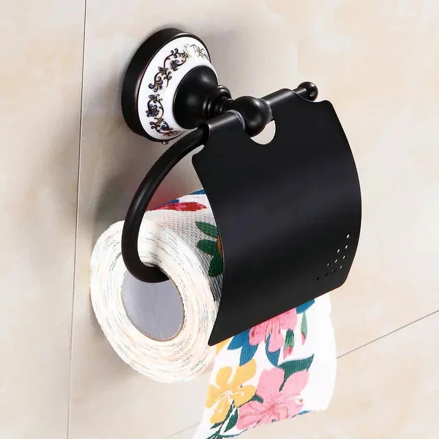 Accessori da Bagno in Bronzo Nero Opaco Spazzolato, Mensola per Asciugamani, Barra per Asciugamani