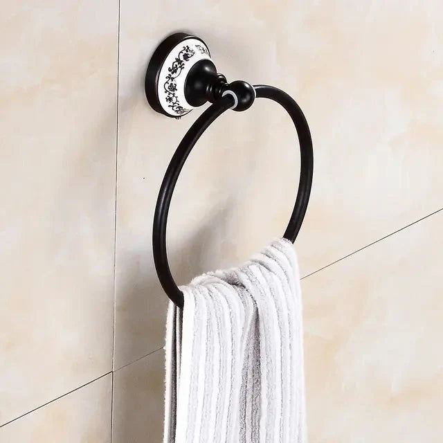 Accessori da Bagno in Bronzo Nero Opaco Spazzolato, Mensola per Asciugamani, Barra per Asciugamani