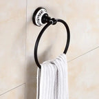 Accessori da Bagno in Bronzo Nero Opaco Spazzolato, Mensola per Asciugamani, Barra per Asciugamani