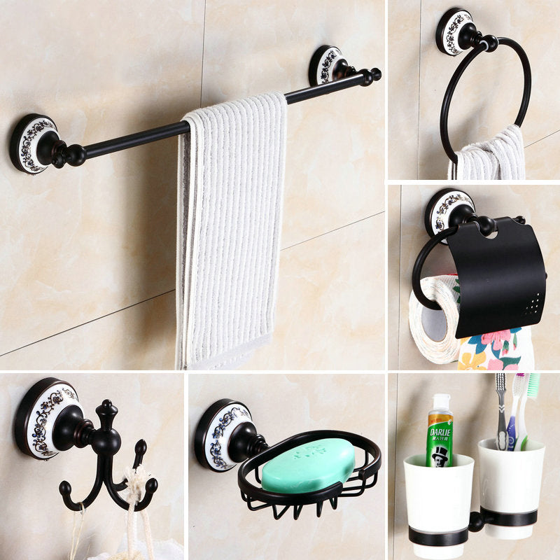 Accessori da Bagno in Bronzo Nero Opaco Spazzolato, Mensola per Asciugamani, Barra per Asciugamani