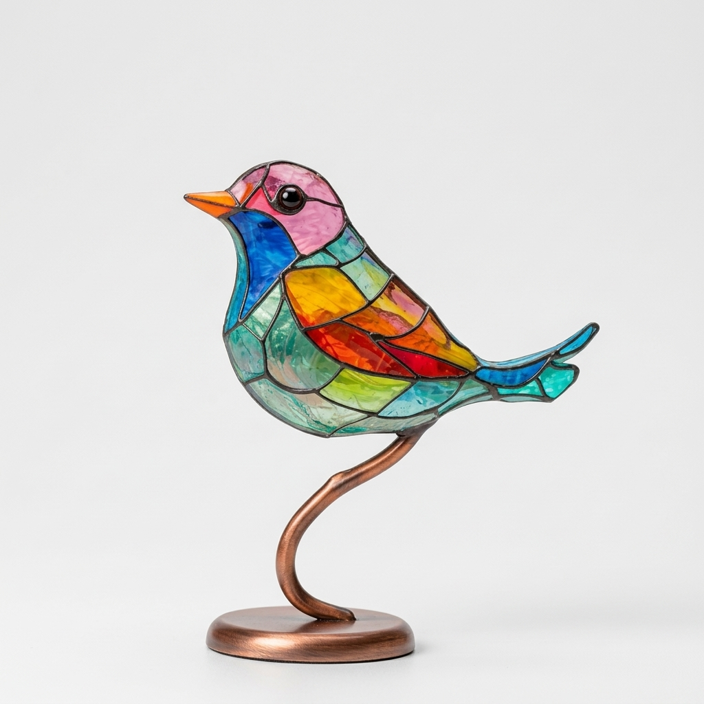 Decorazione da Finestra con Uccelli Colorati Stile Artistico per la Casa