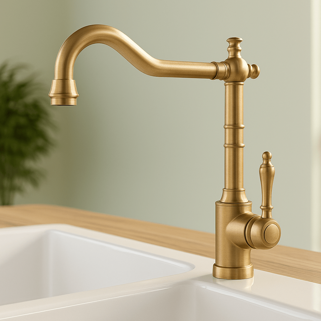 ORNAVIA – Rubinetto da Cucina Oro con Beccuccio Girevole e Design Vintage