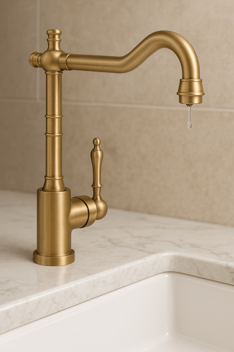 ORNAVIA – Rubinetto da Cucina Oro con Beccuccio Girevole e Design Vintage