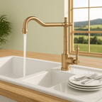ORNAVIA – Rubinetto da Cucina Oro con Beccuccio Girevole e Design Vintage