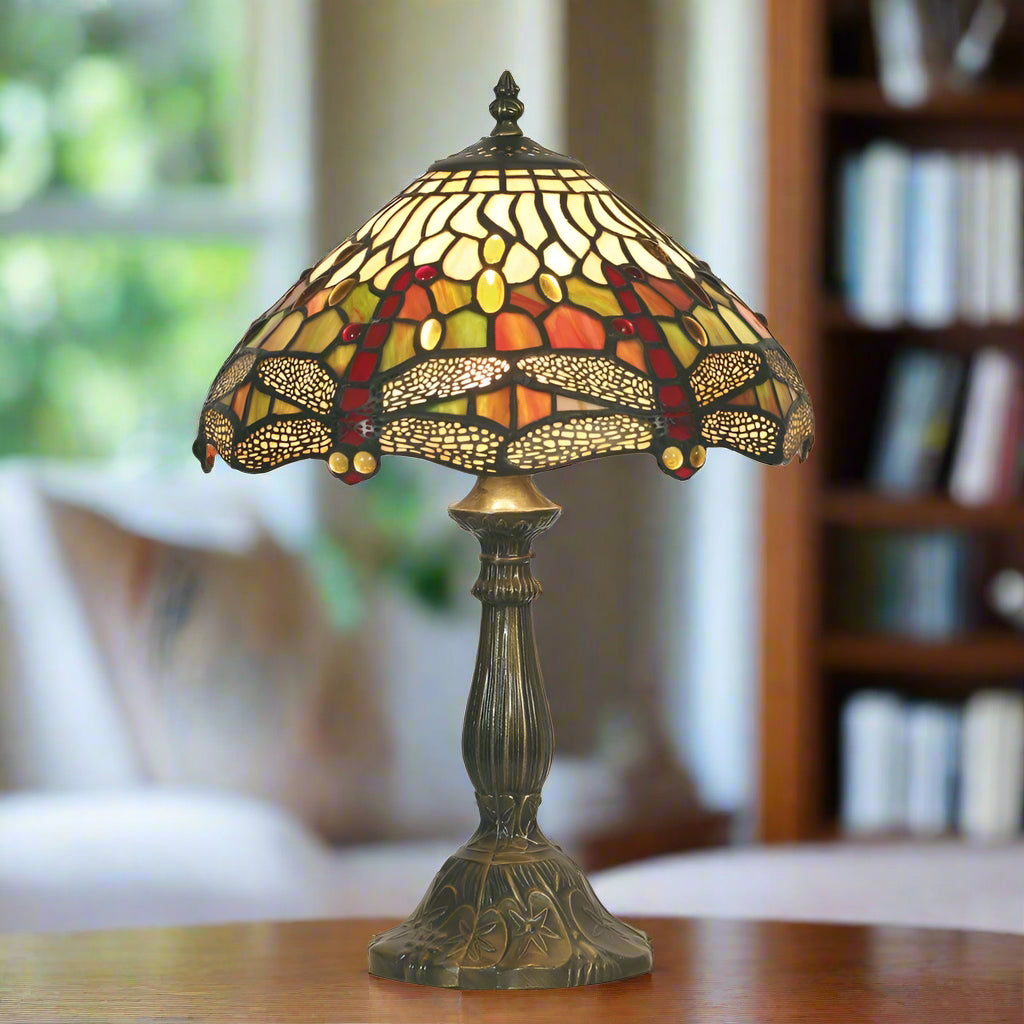 Lampada da Tavolo Media Tiffany Dragonfly di Oaks Lighting