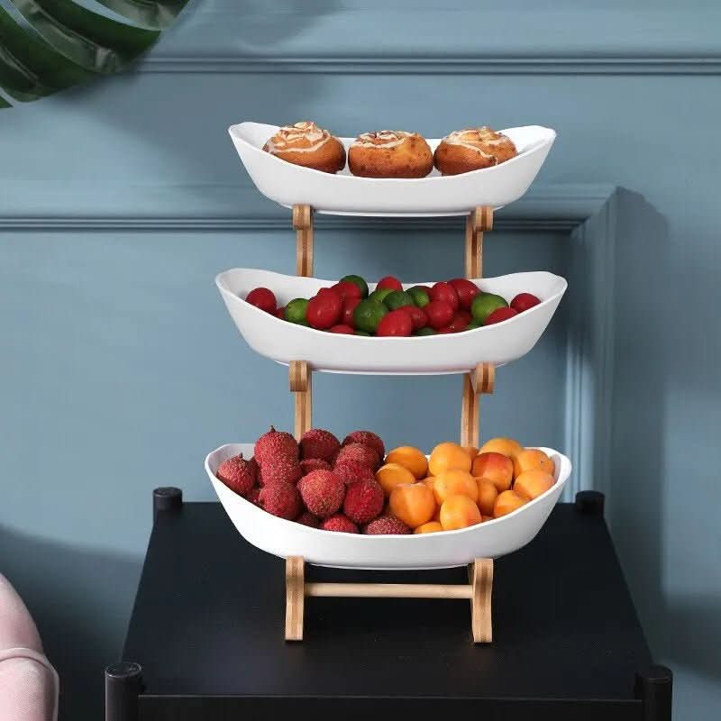 Ciotola per Frutta a Livelli Ovaluxe | Elegante organizzatore da cucina a 2 e 3 livelli per frutta e snack