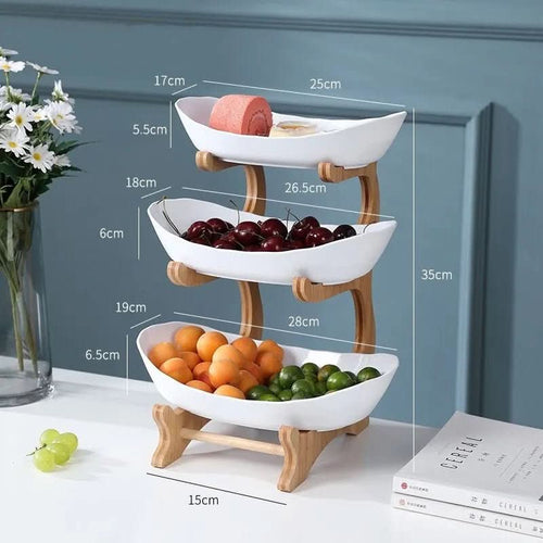 Ciotola per Frutta a Livelli Ovaluxe | Elegante organizzatore da cucina a 2 e 3 livelli per frutta e snack