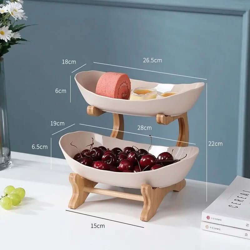 Ciotola per Frutta a Livelli Ovaluxe | Elegante organizzatore da cucina a 2 e 3 livelli per frutta e snack