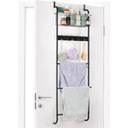 Organizer da Bagno con Appendiabiti e Cestino da Appendere alla Porta