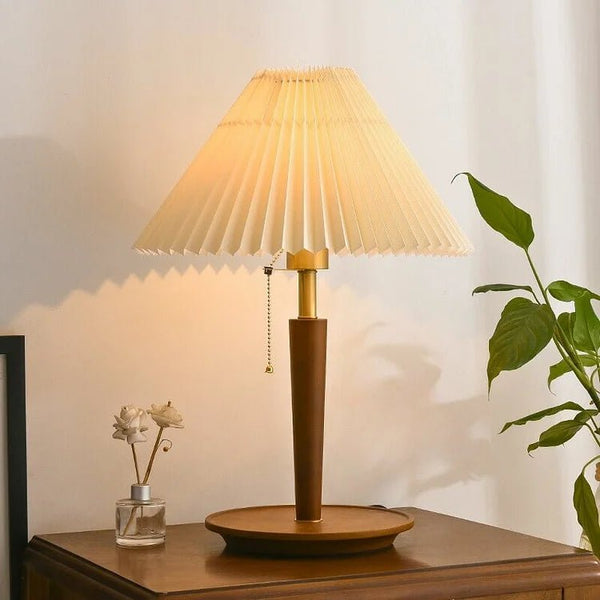 Lampada da Tavolo in Legno Pieghettato Vintage