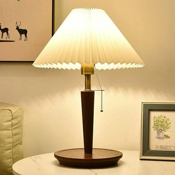 Lampada da Tavolo in Legno Pieghettato Vintage