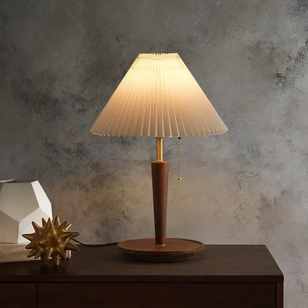 Lampada da Tavolo in Legno Pieghettato Vintage