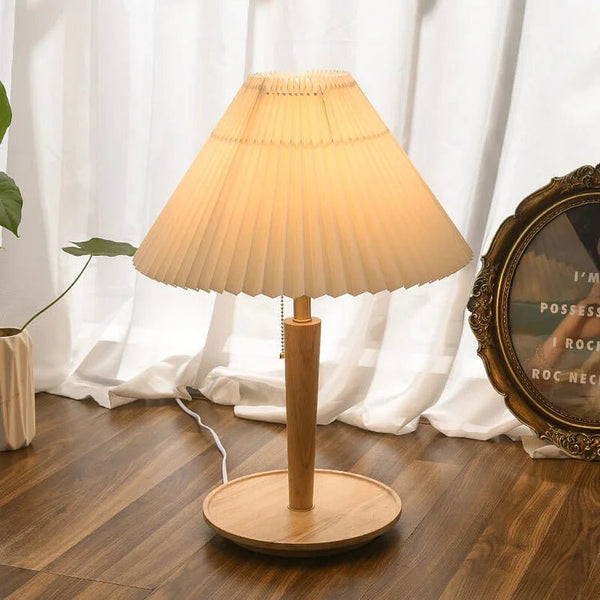 Lampada da Tavolo in Legno Pieghettato Vintage