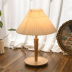 Lampada da Tavolo in Legno Pieghettato Vintage