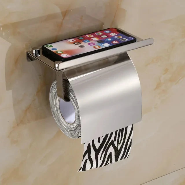 Portarotolo in Acciaio Inossidabile con Ripiano per Smartphone