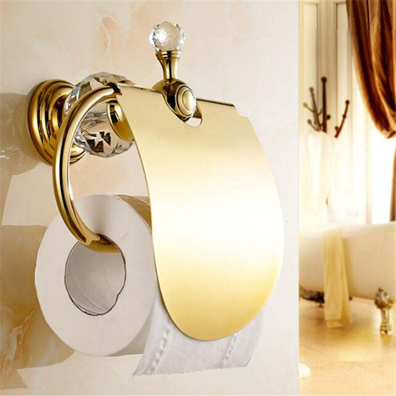 Portarotolo in Cristallo Ottone Massiccio Oro Cromo