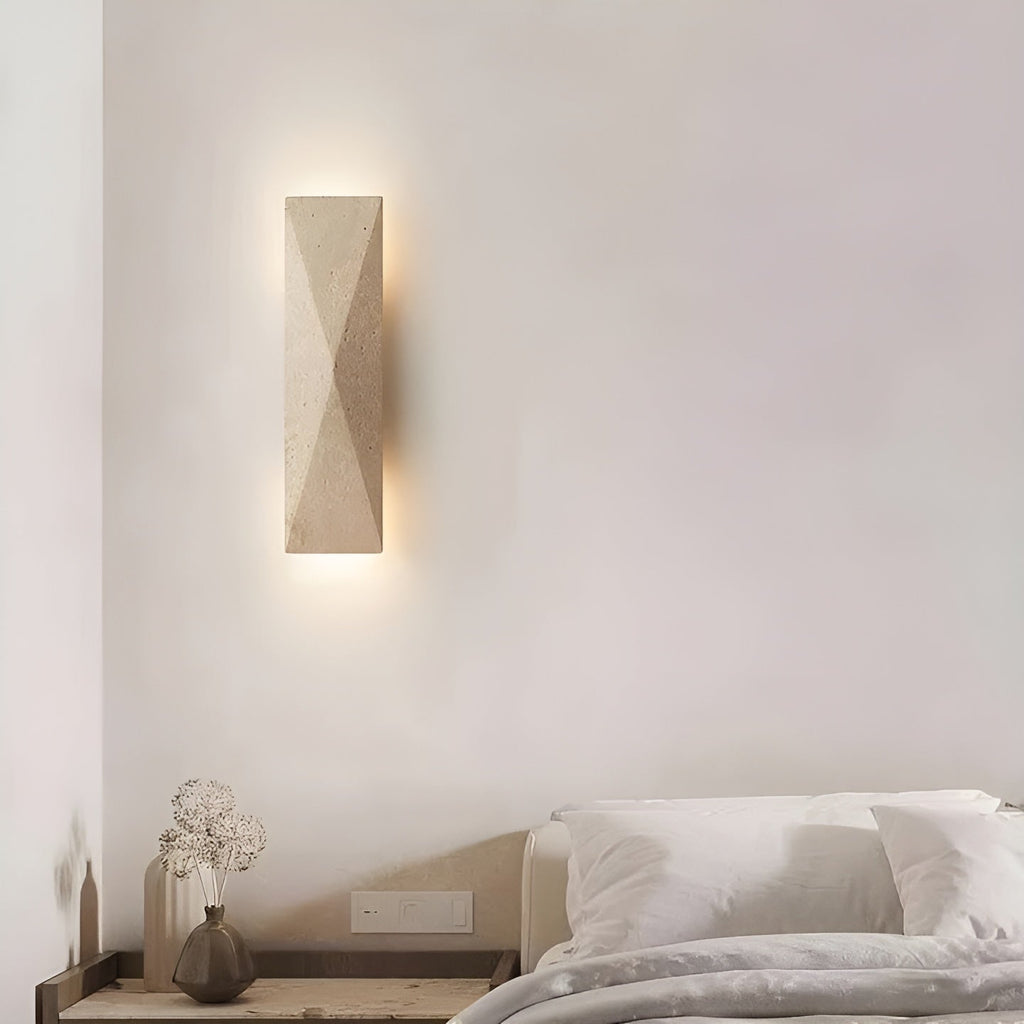 Lampada da parete in Travertino – Elegante lampada in pietra naturale per soggiorno o corridoio
