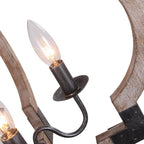 Lampadario a lanterna rotondo in legno rustico con 4 luci