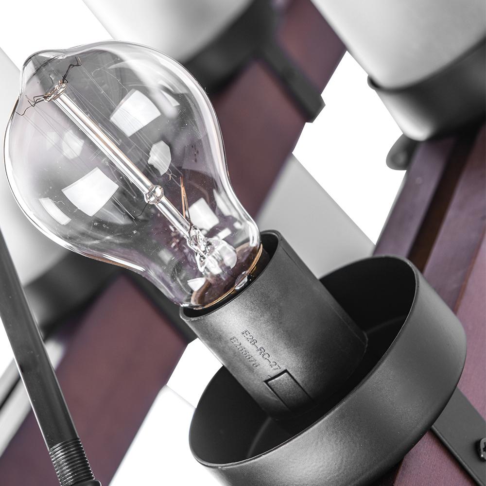 Lampadario in Legno a 8 Luci Stile Rustico
