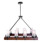 Lampadario in Legno a 8 Luci Stile Rustico