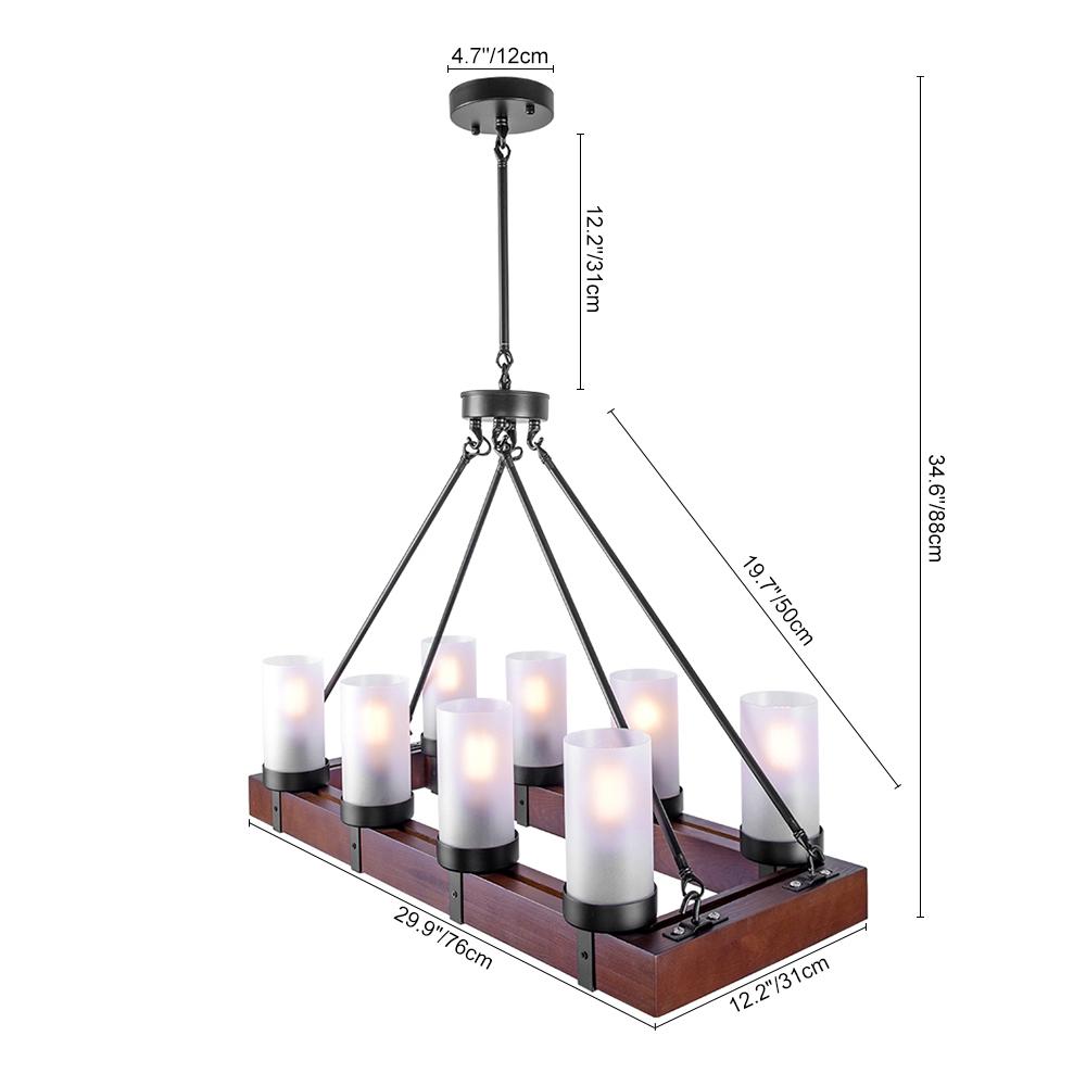 Lampadario in Legno a 8 Luci Stile Rustico