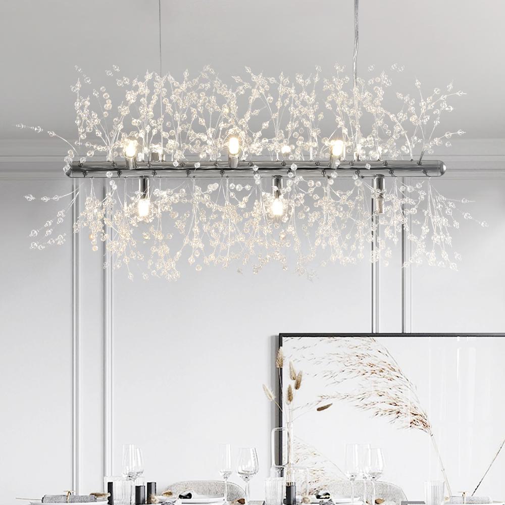 Lampadario Moderno Lineare in Cristallo a 9 Luci