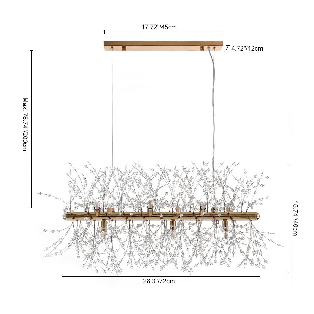 Lampadario Moderno Lineare in Cristallo a 9 Luci
