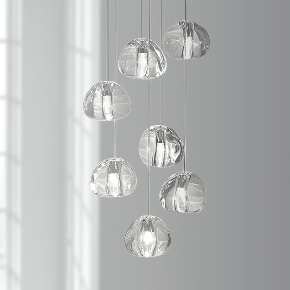 Lampade a Pendente Cluster di Cristallo Cascata Contemporanea