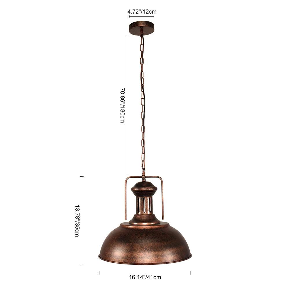 Lampada a sospensione a cupola rustica e arrugginita