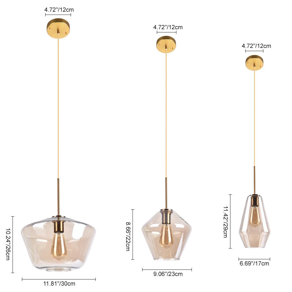 Lampade a sospensione moderne con paralumi geometrici in vetro trasparente