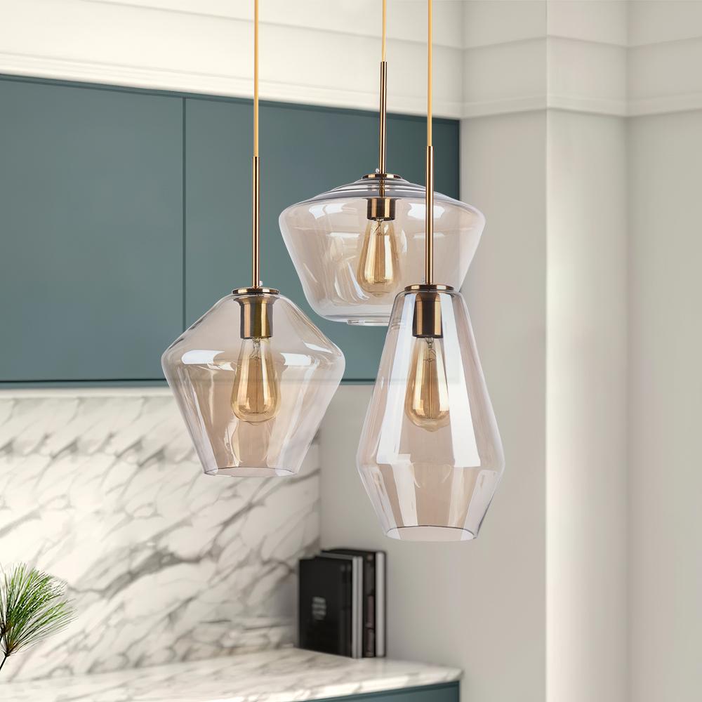 Lampade a sospensione moderne con paralumi geometrici in vetro trasparente