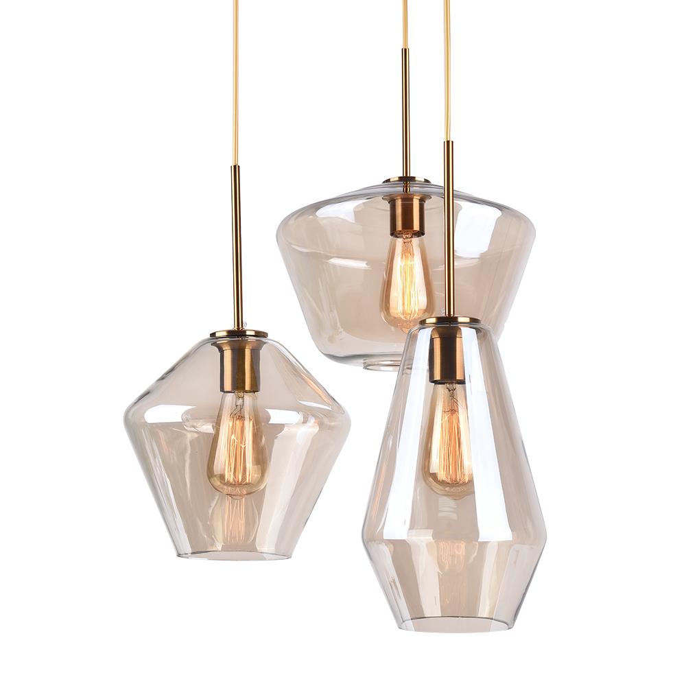 Lampade a sospensione moderne con paralumi geometrici in vetro trasparente