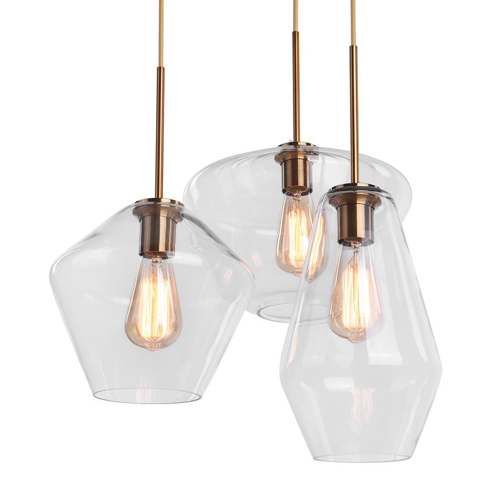 Lampade a sospensione moderne con paralumi geometrici in vetro trasparente