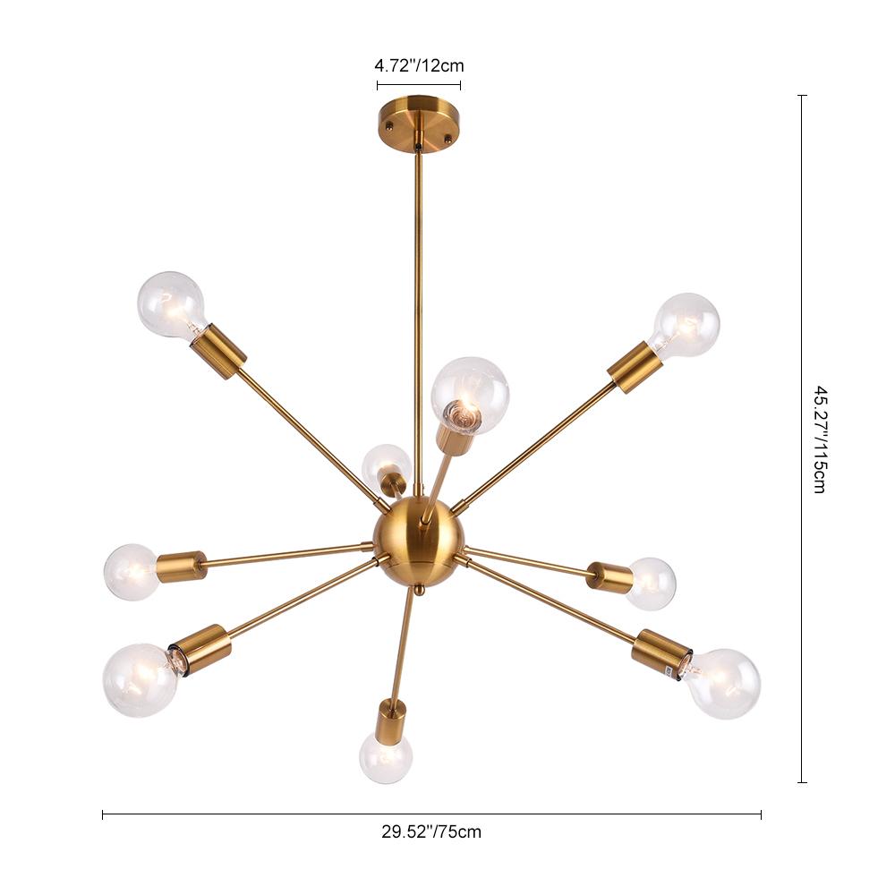 Moderno Lampadario Sputnik a 9 Luci in Stile Mid-Century