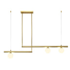 Lampadario Lineare in Vetro a Globo Stile Mid-Century Moderno