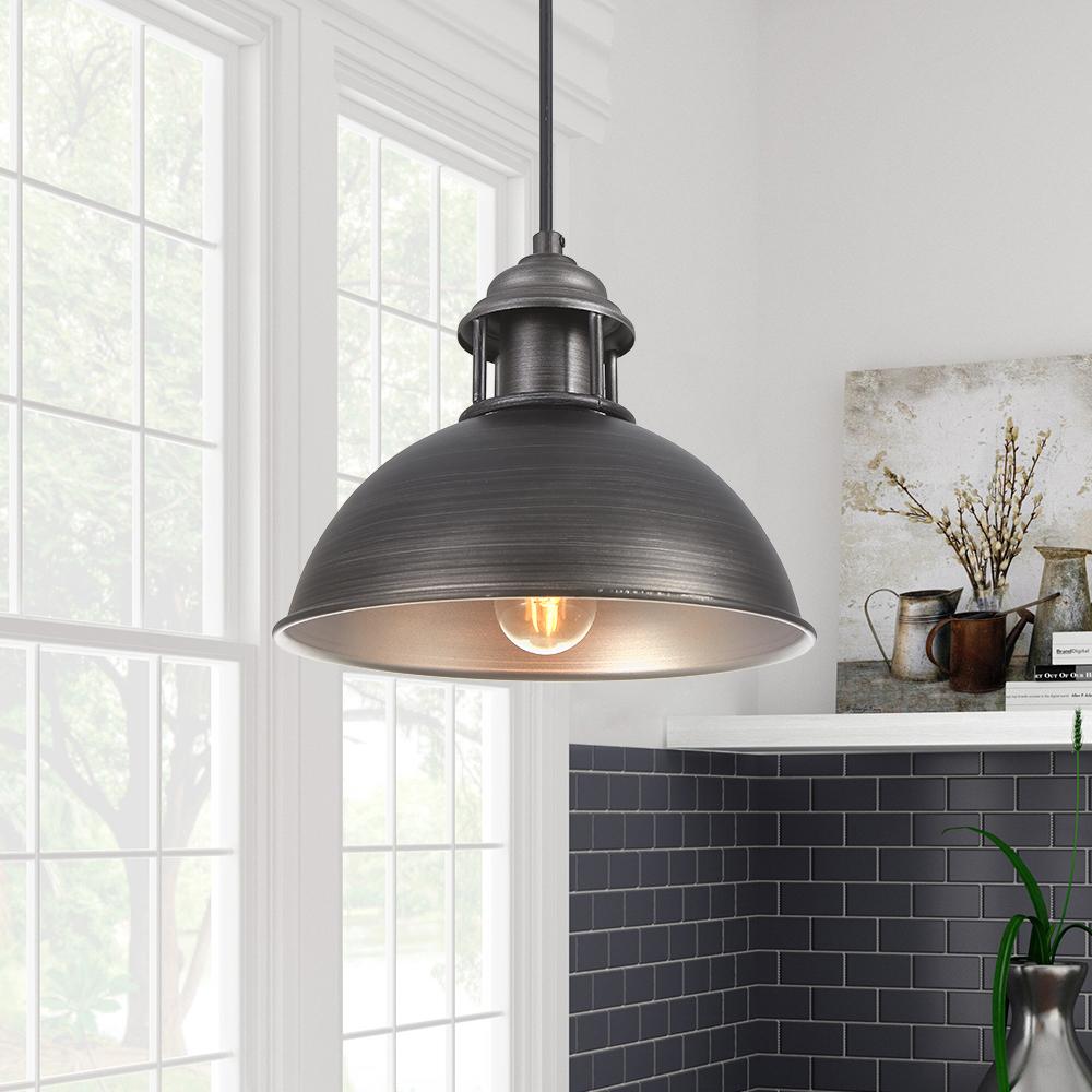 Industrial 1-Light Pot Lid Dome Pendant