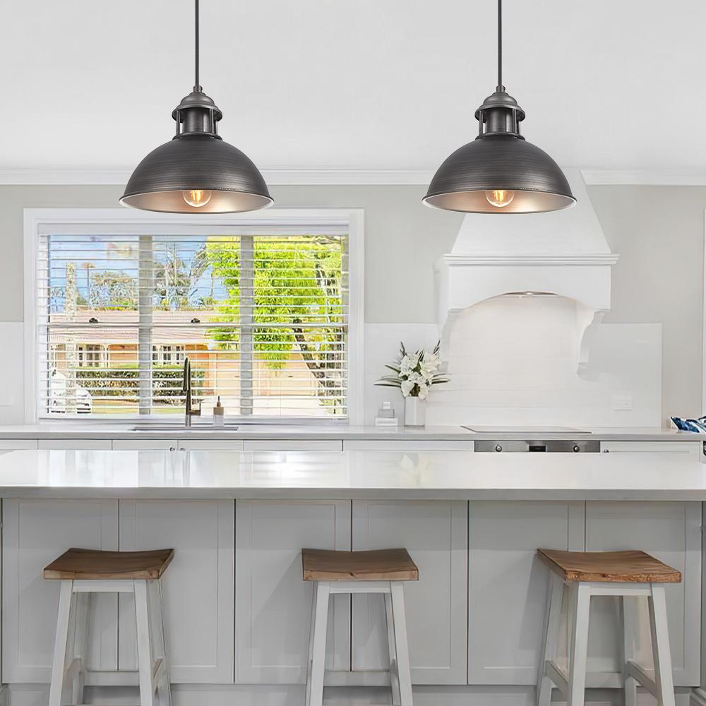 Industrial 1-Light Pot Lid Dome Pendant