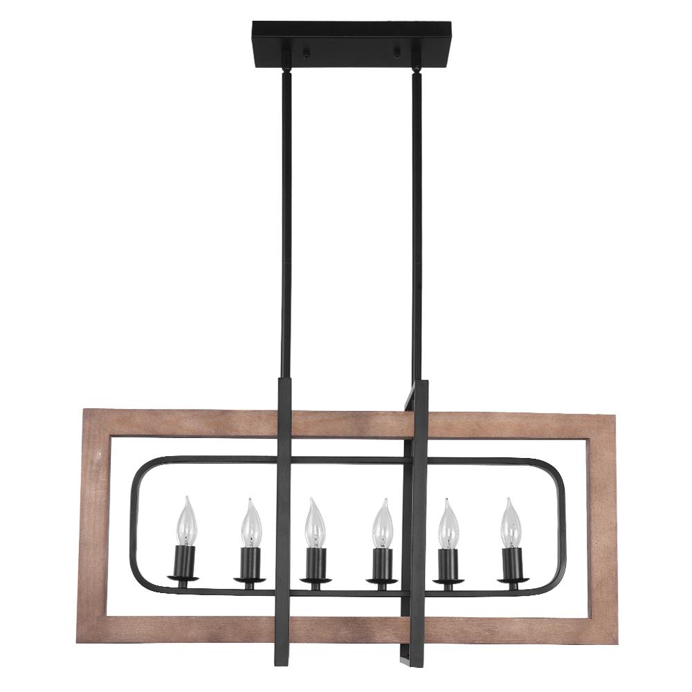 Lampadario in Legno Rettangolare Stile Country