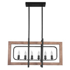 Lampadario in Legno Rettangolare Stile Country