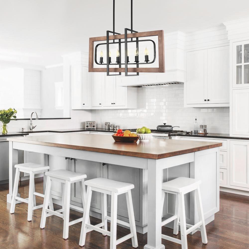 Lampadario in Legno Rettangolare Stile Country