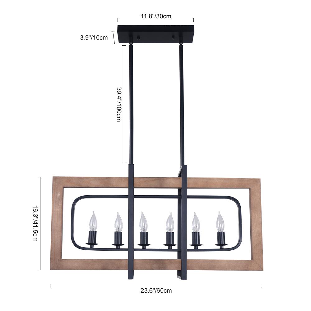 Lampadario in Legno Rettangolare Stile Country
