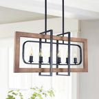 Lampadario in Legno Rettangolare Stile Country