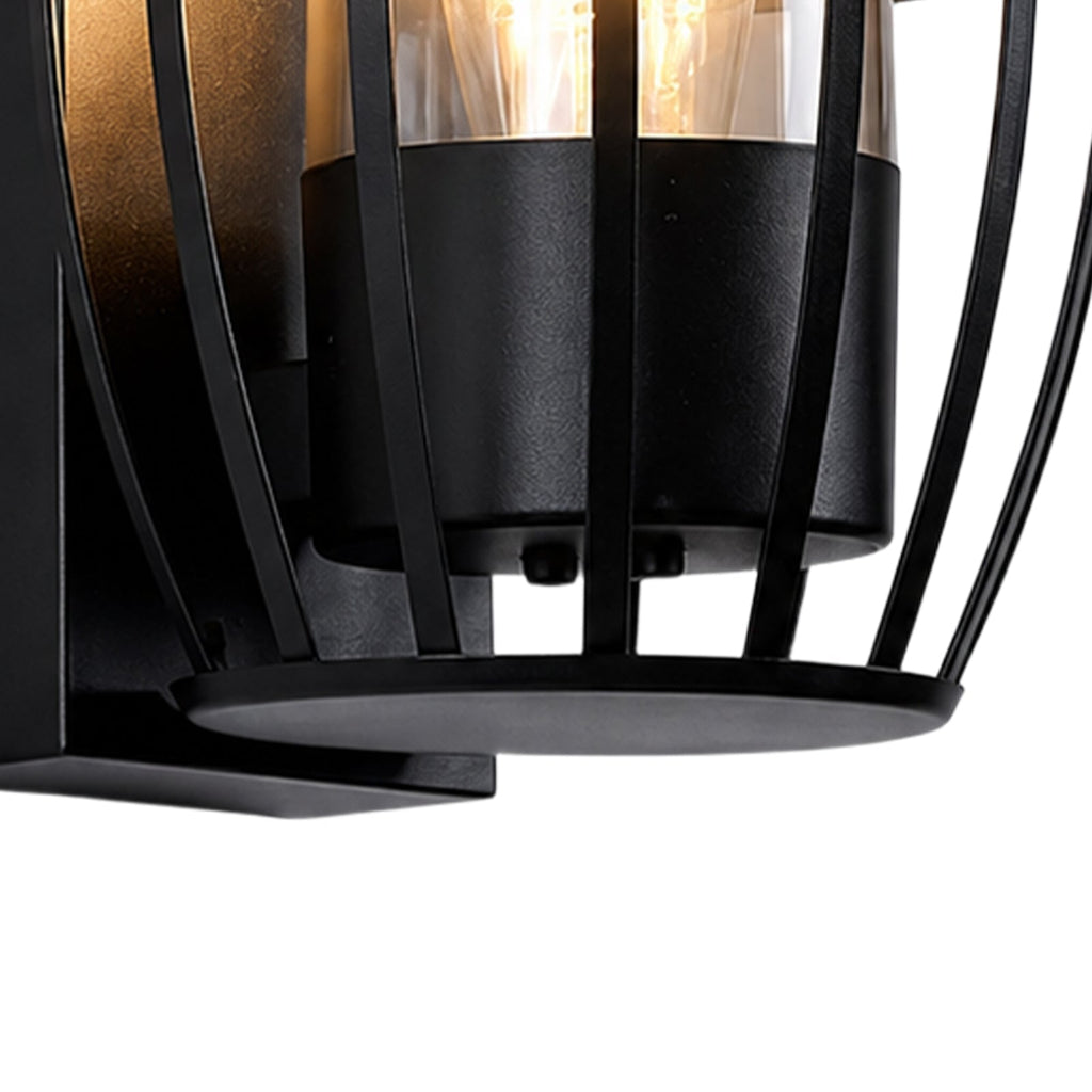 Lampada da Parete Nera Moderna da Esterno con Gabbia a 1 Luce per Portico