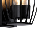 Lampada da Parete Nera Moderna da Esterno con Gabbia a 1 Luce per Portico