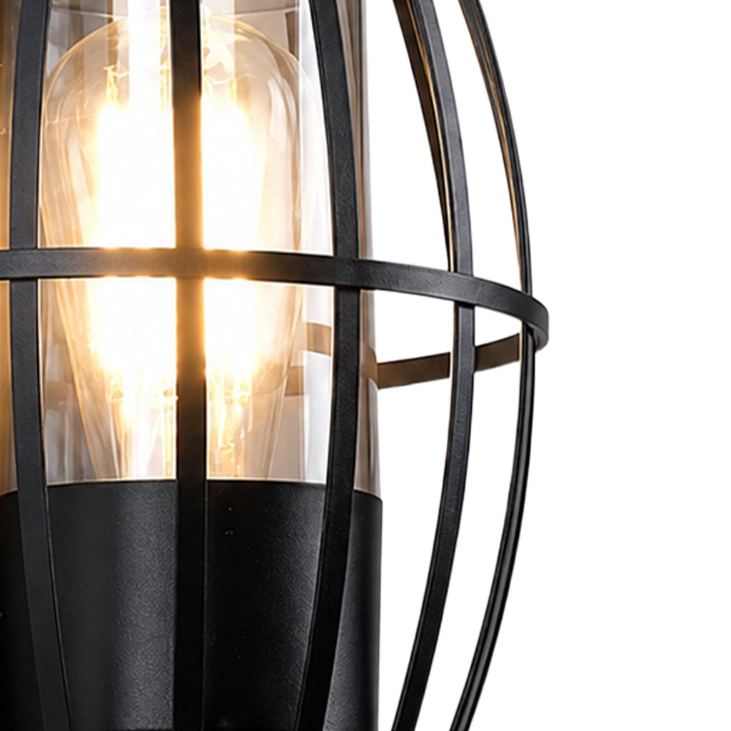 Lampada da Parete Nera Moderna da Esterno con Gabbia a 1 Luce per Portico