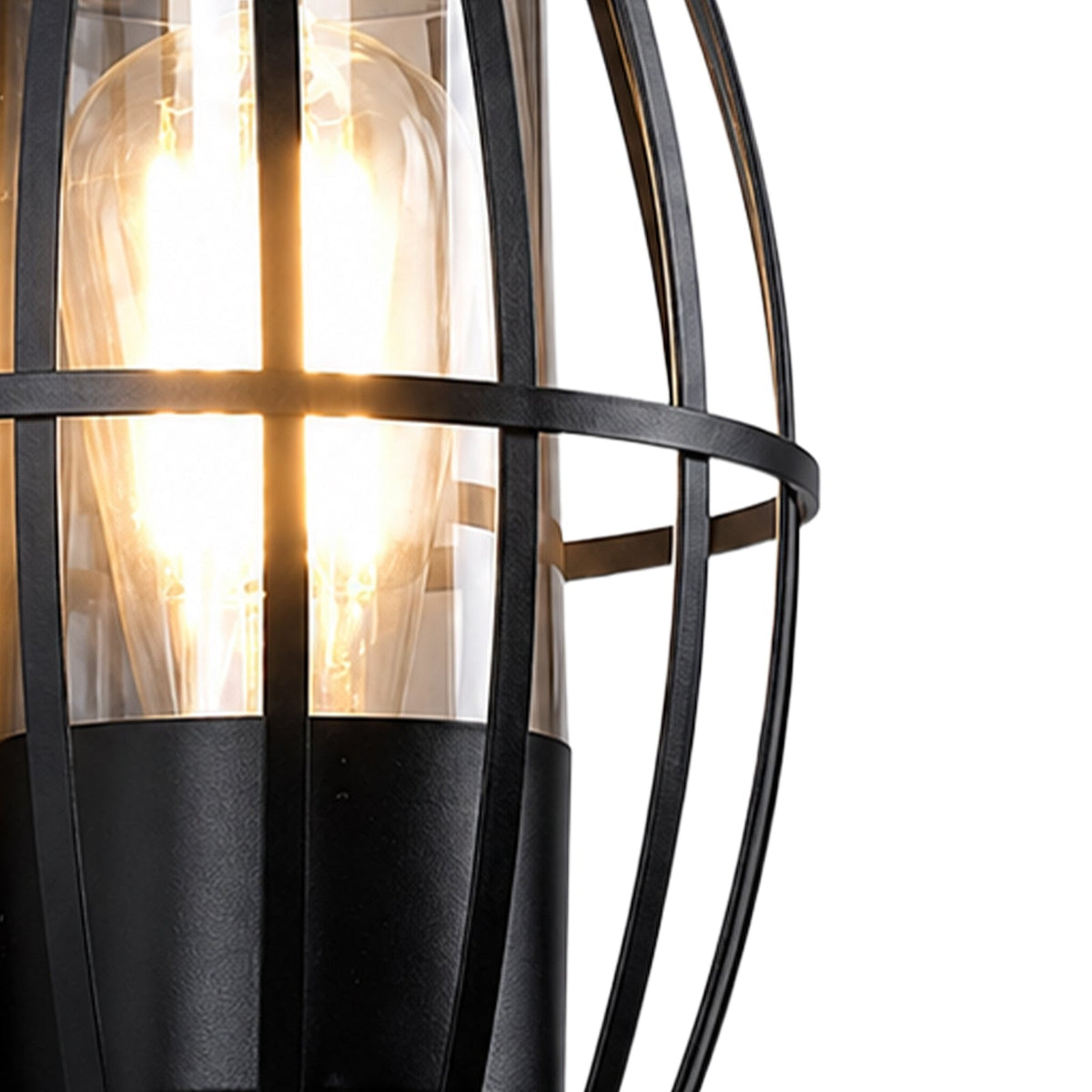 Lampada da Parete Nera Moderna da Esterno con Gabbia a 1 Luce per Portico