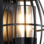 Lampada da Parete Nera Moderna da Esterno con Gabbia a 1 Luce per Portico