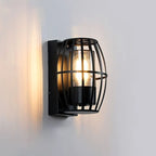 Lampada da Parete Nera Moderna da Esterno con Gabbia a 1 Luce per Portico