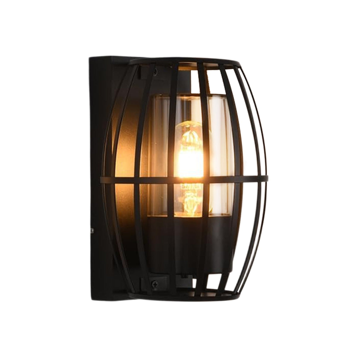 Lampada da Parete Nera Moderna da Esterno con Gabbia a 1 Luce per Portico