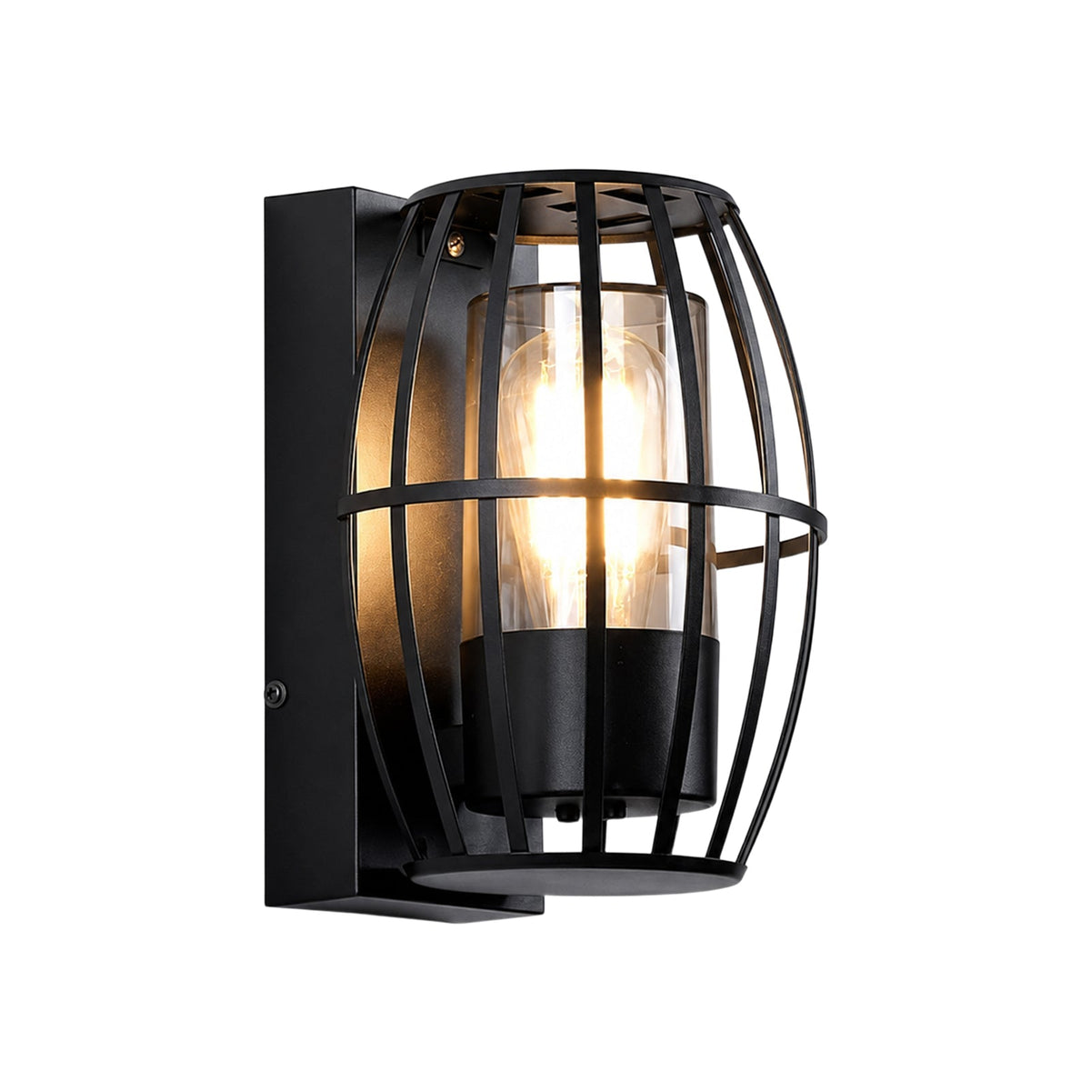 Lampada da Parete Nera Moderna da Esterno con Gabbia a 1 Luce per Portico